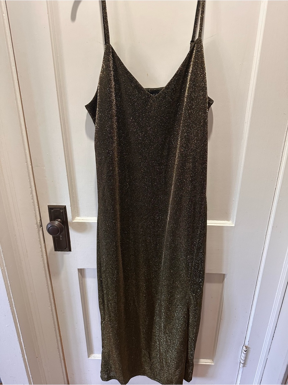 Eloquii Metallic Slip Dress with Spaghetti Straps